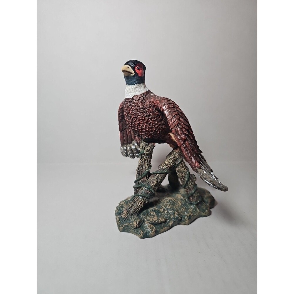 Pheasant Perched On Branch 6" Resin Figurine Game Bird Rustic Wildlife Decor